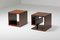 Italian Cubic Stained Oak Side Tables, 1970s, Set of 2, Image 1