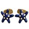 Navy Blue Hand-Enameled Sterling Silver & Gold Plated Starfish Cufflinks from Berca 1