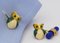 Beige, Yellow & Green Hand-Enameled & Inlaid Owl Cufflinks in Lapis-Lazuli & Gold from Berca 7