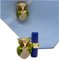Beige, Yellow & Green Hand-Enameled & Inlaid Owl Cufflinks in Lapis-Lazuli & Gold from Berca 12