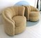 Large Art Deco Asymmetric Shell Shaped Swivel Chairs, 1980s, Set of 2 3