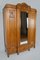 Art Nouveau Wardrobe with Twin Beds in Massive Carved Oak, Set of 3 3