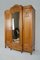 Art Nouveau Wardrobe with Twin Beds in Massive Carved Oak, Set of 3 2