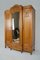 Art Nouveau Wardrobe with Twin Beds in Massive Carved Oak, Set of 3, Image 2