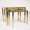 Brass Plated Bamboo Nesting Tables with Smoked Glass, 1970s, Set of 3, Immagine 4