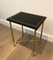 Small Brass and Gold-Trimmed Leather Side Table, France, 1940s, Image 8