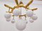 Brass Chandelier with 10 White Globe Lights, Immagine 24