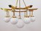 Brass Chandelier with 10 White Globe Lights, Image 16