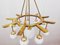 Brass Chandelier with 10 White Globe Lights 2