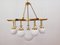 Brass Chandelier with 10 White Globe Lights, Image 9