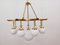 Brass Chandelier with 10 White Globe Lights, Immagine 9