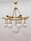 Brass Chandelier with 10 White Globe Lights, Image 25