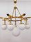 Brass Chandelier with 10 White Globe Lights, Image 22