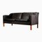 Mid-Century Danish 2.5 Seater Black Leather Sofa from Stouby 1
