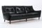 Dänisches Mid-Century 3-Sitzer Sofa aus schwarzem Leder, 1960er 1