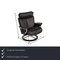 Large Black Leather Magic Armchair with Reclining Function & Footstool from Stressless, Set of 2 2