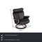 Large Black Leather Magic Armchair with Reclining Function & Footstool from Stressless, Set of 2, Image 2