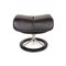 Large Black Leather Magic Armchair with Reclining Function & Footstool from Stressless, Set of 2 12