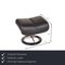 Large Black Leather Magic Armchair with Reclining Function & Footstool from Stressless, Set of 2 3