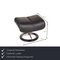 Large Black Leather Magic Armchair with Reclining Function & Footstool from Stressless, Set of 2, Image 3