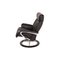 Large Black Leather Magic Armchair with Reclining Function & Footstool from Stressless, Set of 2 9