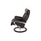 Large Black Leather Magic Armchair with Reclining Function & Footstool from Stressless, Set of 2, Image 9