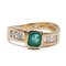 18K Gold Ring with Emerald and Diamonds of Approx. 0.40ctw, 1980s, Immagine 1