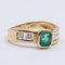 18K Gold Ring with Emerald and Diamonds of Approx. 0.40ctw, 1980s, Immagine 2