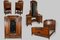 Art Nouveau Bedroom Set in Carved Walnut and Burl, Set of 5 1