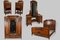 Art Nouveau Bedroom Set in Carved Walnut and Burl, Set of 5, Immagine 1