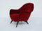 Round Red Velvet Armchair in the Style of Ico Parisi, Italy, 1950s, Immagine 1