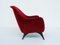 Round Red Velvet Armchair in the Style of Ico Parisi, Italy, 1950s, Immagine 4