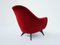 Round Red Velvet Armchair in the Style of Ico Parisi, Italy, 1950s, Immagine 7