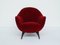Round Red Velvet Armchair in the Style of Ico Parisi, Italy, 1950s 3