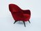 Round Red Velvet Armchair in the Style of Ico Parisi, Italy, 1950s, Immagine 2
