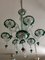 Lámpara de araña de cristal de Murano con decoraciones verdes, Imagen 2