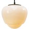 Vintage Industrial White Opaline Glass Pendant Lamp with Brass Top 2