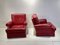 Red Leather Armchairs with Ottomans, 1960s, Set of 4 2