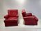 Red Leather Armchairs with Ottomans, 1960s, Set of 4, Imagen 2