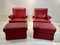 Red Leather Armchairs with Ottomans, 1960s, Set of 4, Image 6