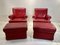 Red Leather Armchairs with Ottomans, 1960s, Set of 4, Imagen 6