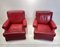Red Leather Armchairs with Ottomans, 1960s, Set of 4, Image 4