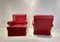 Red Leather Armchairs with Ottomans, 1960s, Set of 4 3