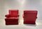 Red Leather Armchairs with Ottomans, 1960s, Set of 4, Imagen 3