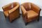 Vintage Dutch Cognac Leather Club Chairs with Footstool, Set of 3 4