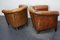 Vintage Dutch Cognac Leather Club Chairs with Footstool, Set of 3 7