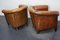 Vintage Dutch Cognac Leather Club Chairs with Footstool, Set of 3, Imagen 7