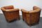Vintage Dutch Cognac Leather Club Chairs with Footstool, Set of 3, Image 8