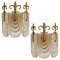 Decorated Glass and Brass Wall Lights from Kaiser, 1970s, Germany, Set of 2 1