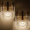 Decorated Glass and Brass Wall Lights from Kaiser, 1970s, Germany, Set of 2 8